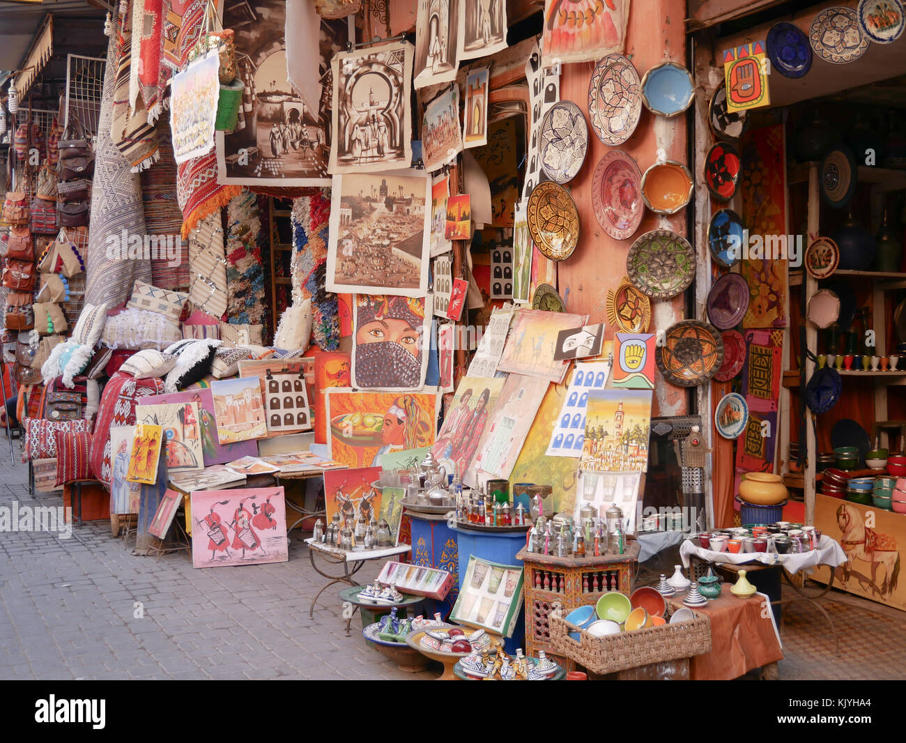 Les étals de marché à Marrakech, Maroc, Afrique du Nord Banque D'Images
