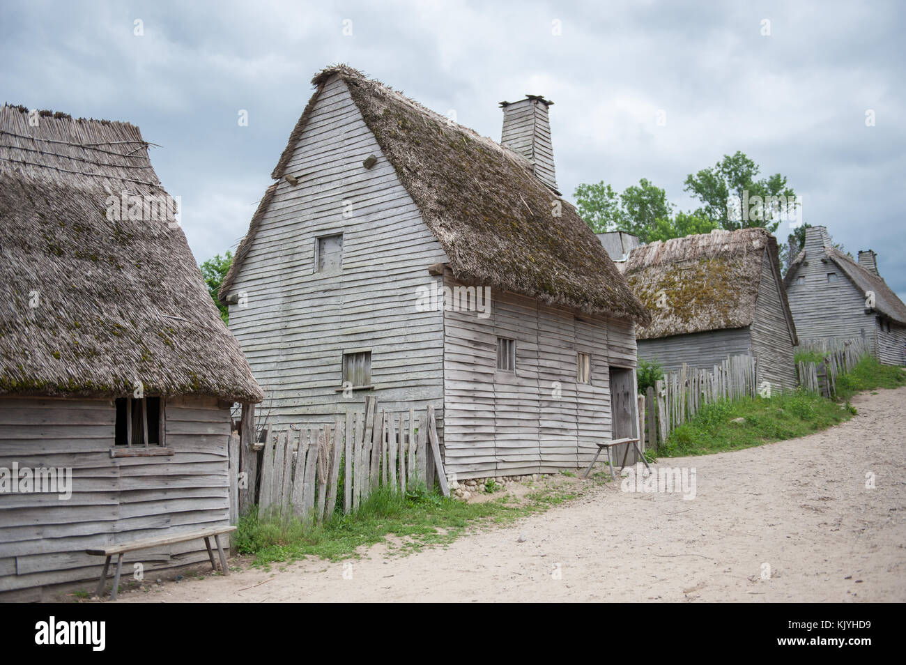 Plimoth Plantation reproduit l'établissement original des pèlerins à Plymouth Colony, où, selon le mythe, la première action de grâce aurait pu avoir lieu Banque D'Images
