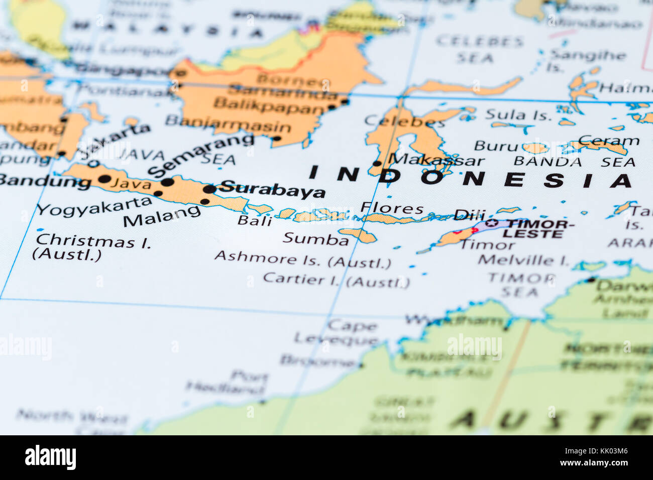 Close up de Bali et d'autres îles du Pacifique Sud sur une carte du monde  Photo Stock - Alamy