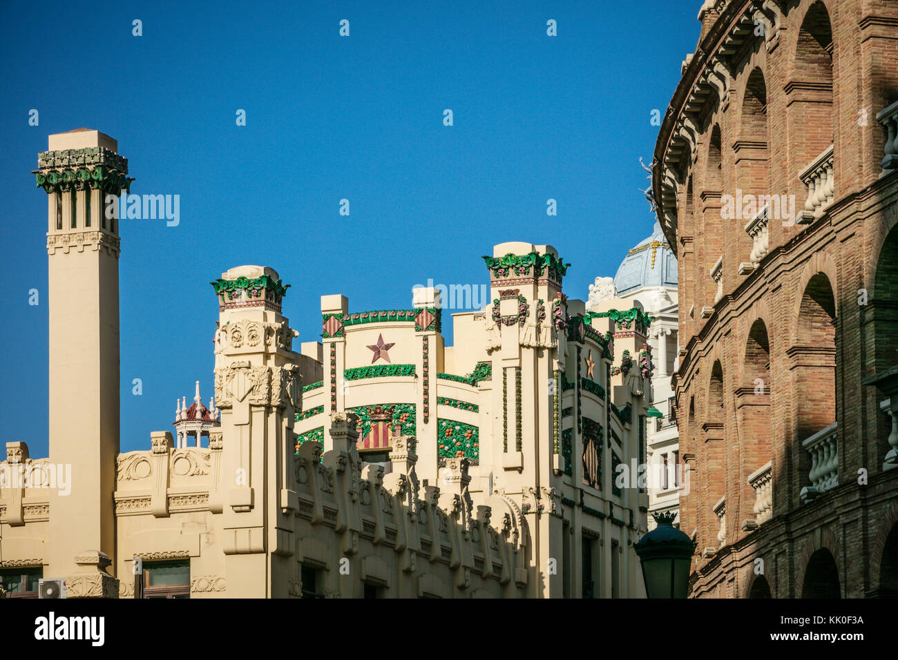 Tours ornementales, Estacio del Nord, Valence, Espagne. Banque D'Images