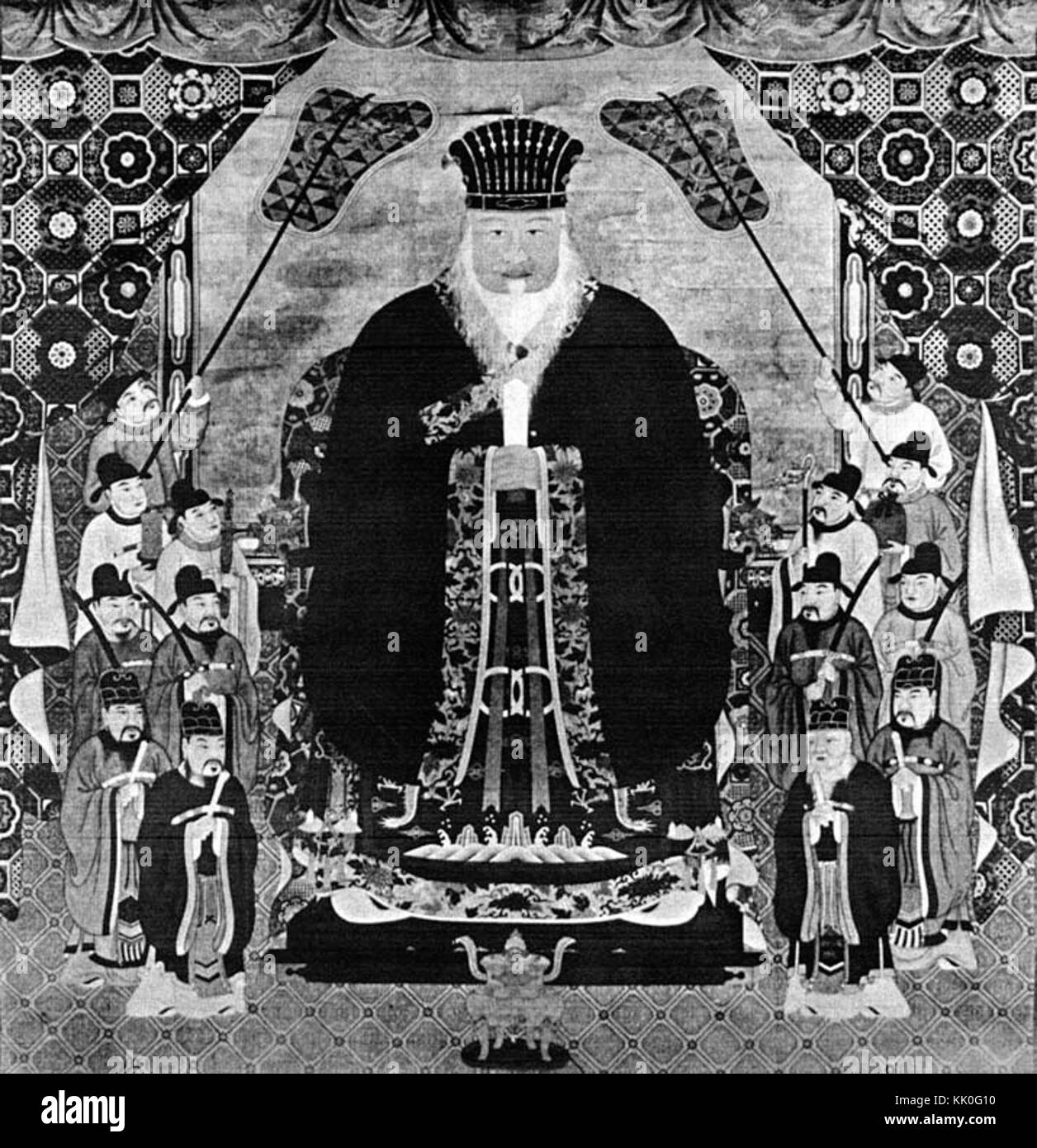 Le roi Sho Tei fait référence à une figure historique, probablement un monarque ou un souverain ayant une influence régionale. Un contexte plus approfondi est nécessaire pour déterminer la signification spécifique de ce nom dans les documents historiques ou les études culturelles. Banque D'Images