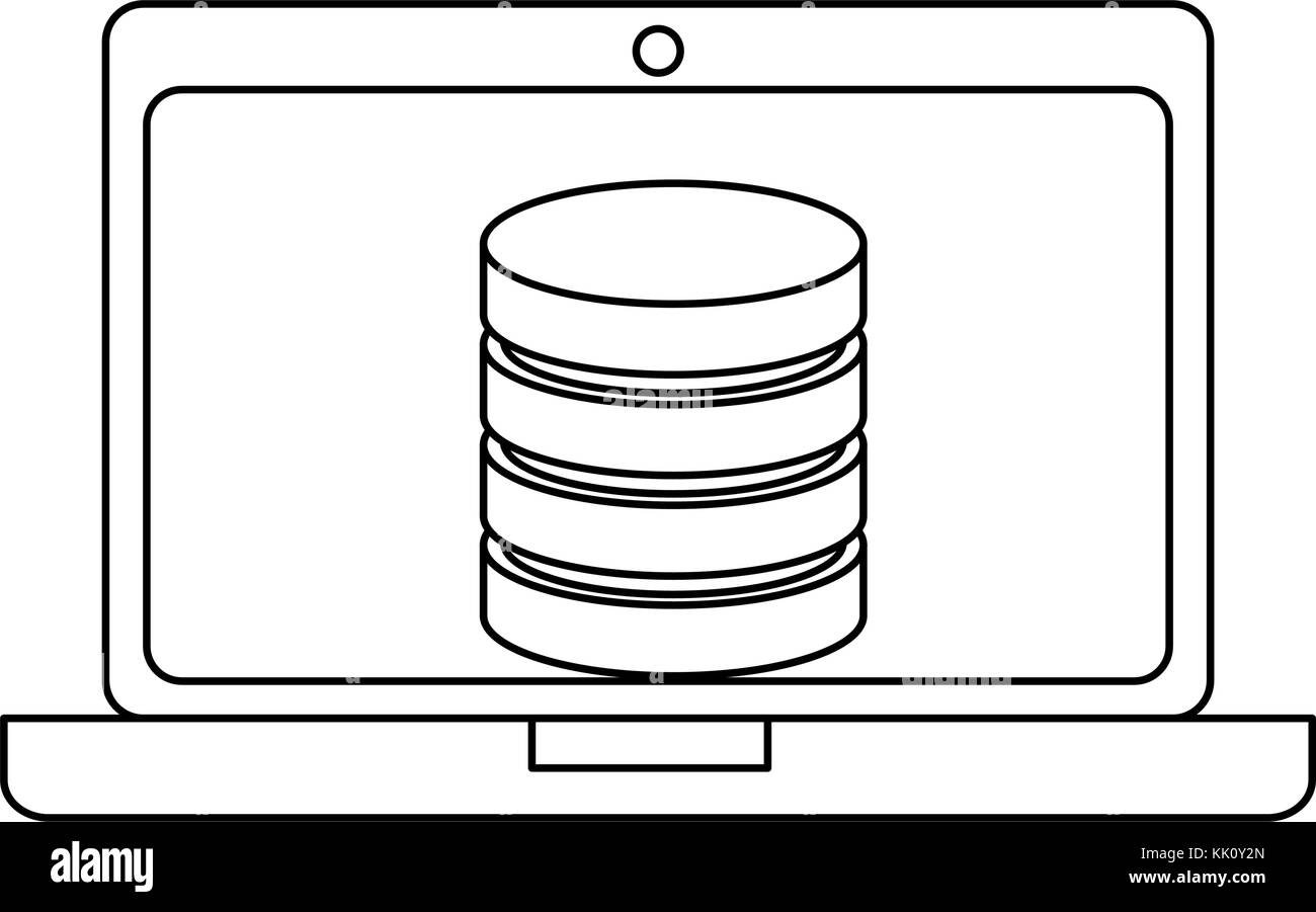 Ordinateur portable avec disque de données Illustration de Vecteur