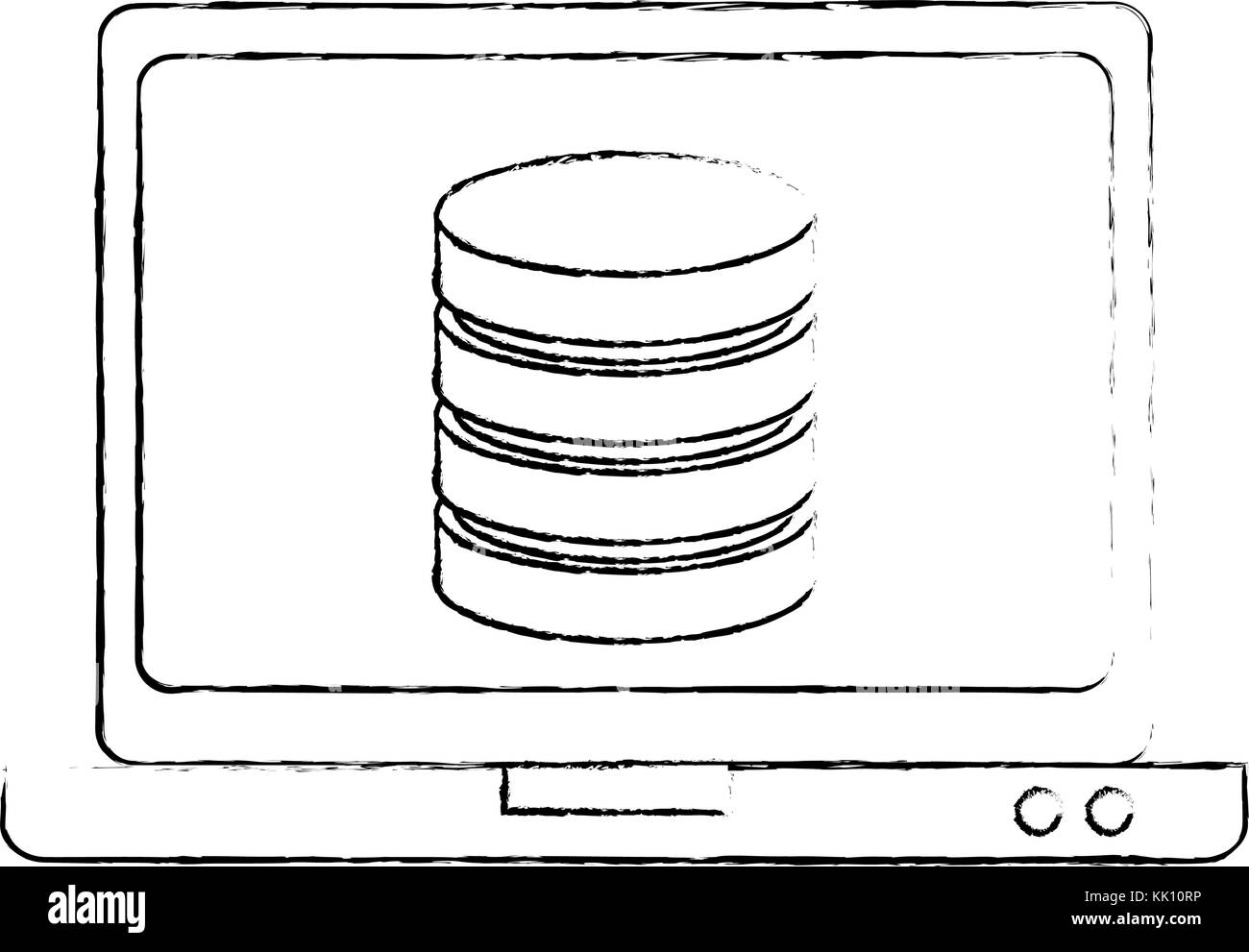 Ordinateur portable avec disque de données Illustration de Vecteur