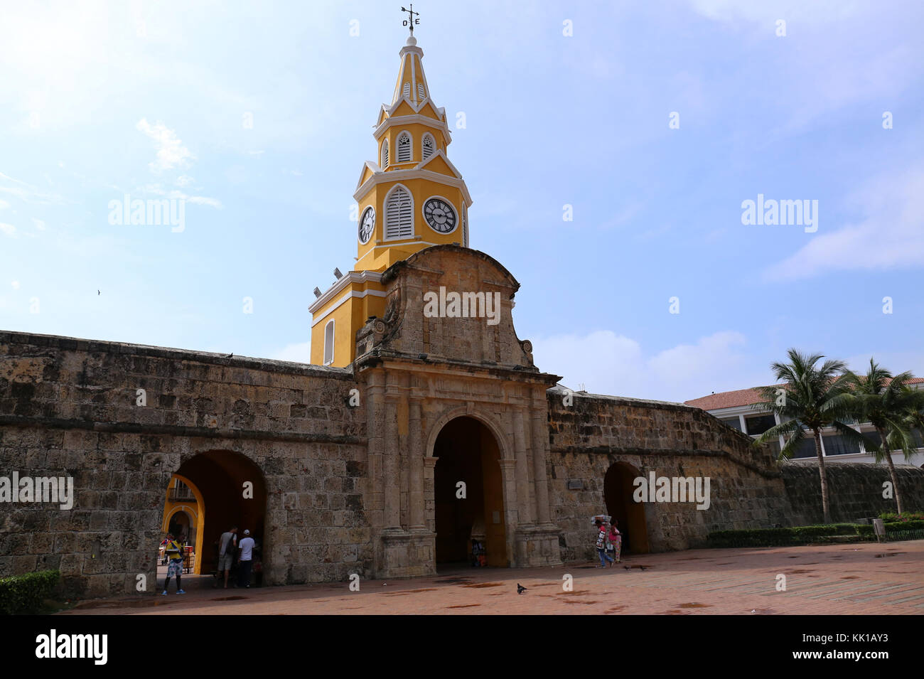 La tour de l'horloge porte de Carthagène, Colombie Banque D'Images
