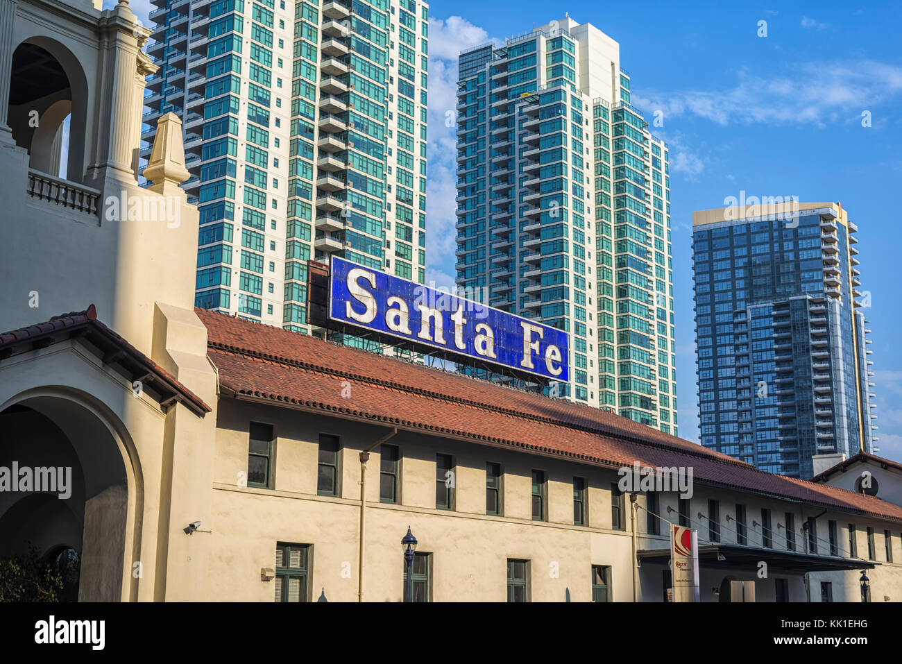 Le Santa Fe Depot gare dans le centre-ville de San Diego, en Californie. Banque D'Images