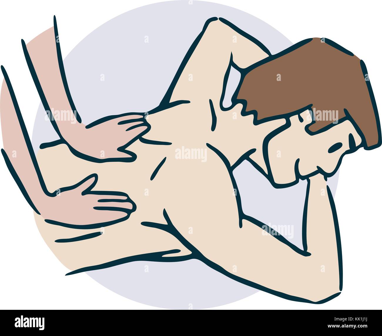 Faire un massage de dos avec vos mains autocollant Illustration de Vecteur