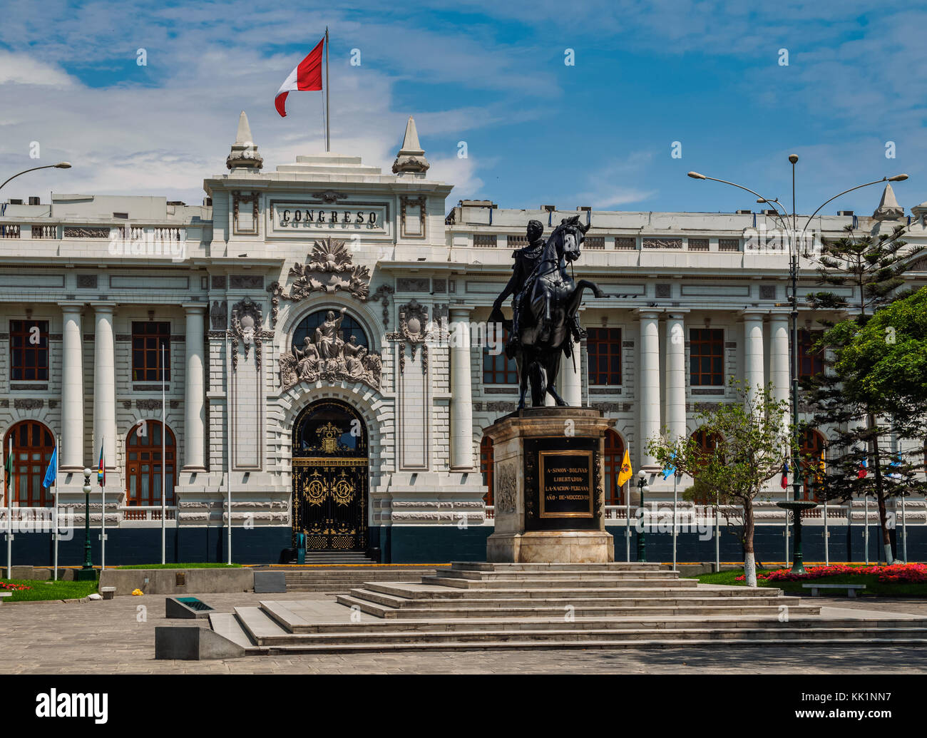 Congrès de la république, Place Bolivar, Lima, Pérou Banque D'Images