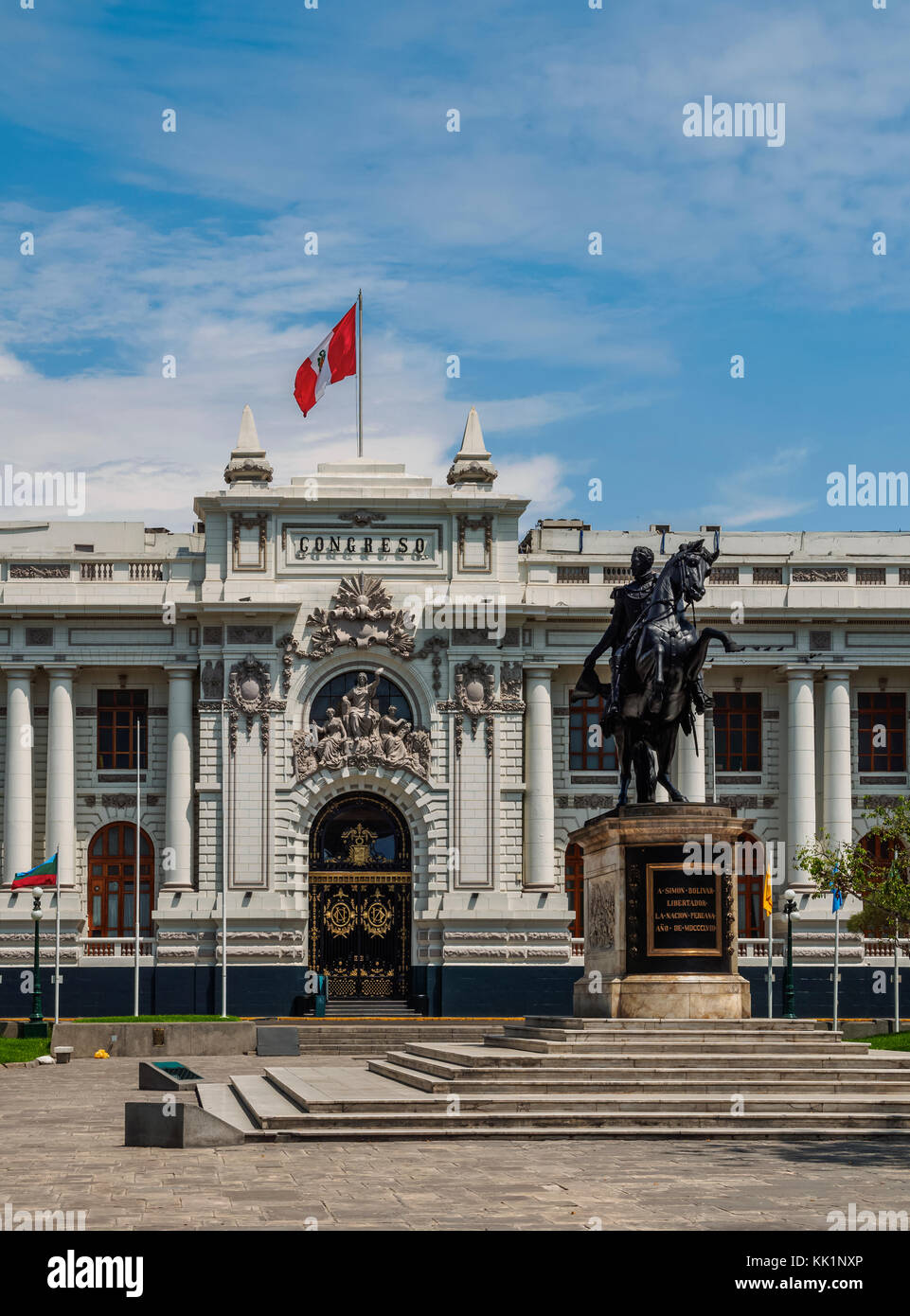 Congrès de la république, Place Bolivar, Lima, Pérou Banque D'Images