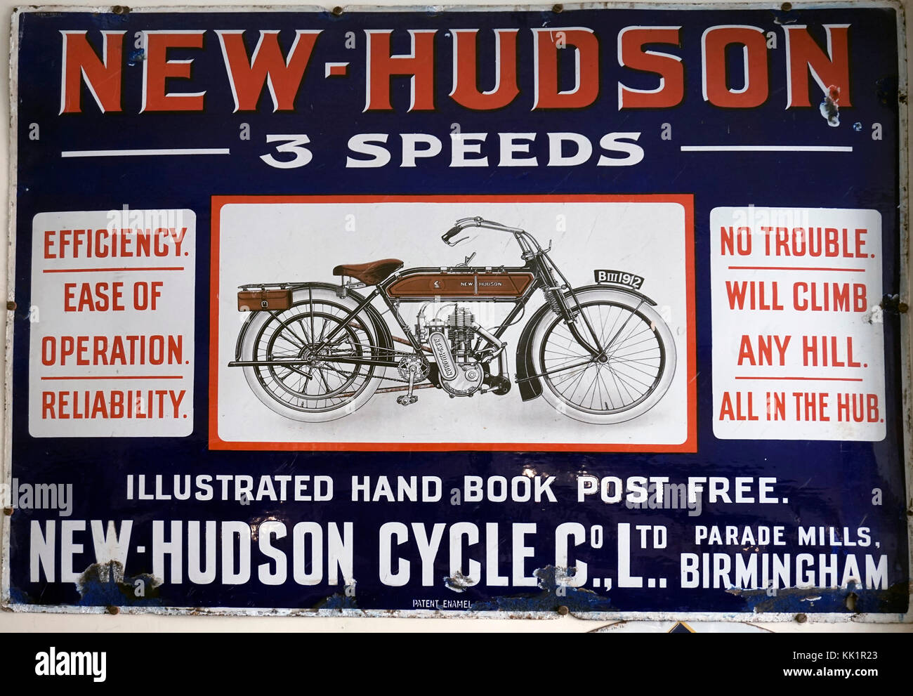 Nouveau-Hudson signe moto vintage Banque D'Images
