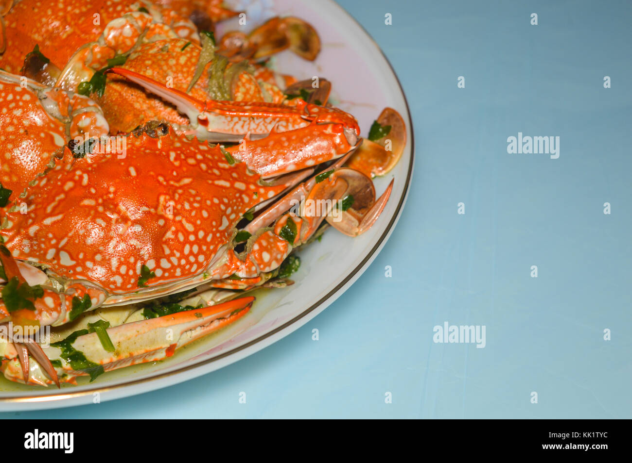 Crabe bouilli chaud maison savoureux Banque D'Images
