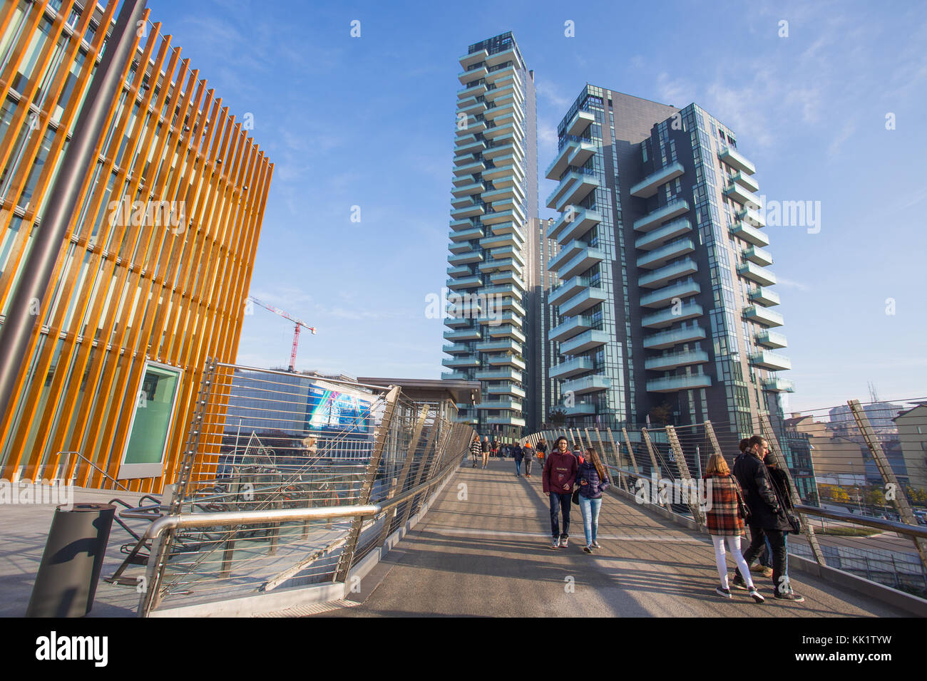 Milan, Italie, 11 novembre 2017 - vue de solaria, solea et aria tours, à l'intérieur de "Porta Nuova", près de la gare Garibaldi à Milan (Milano), il Banque D'Images