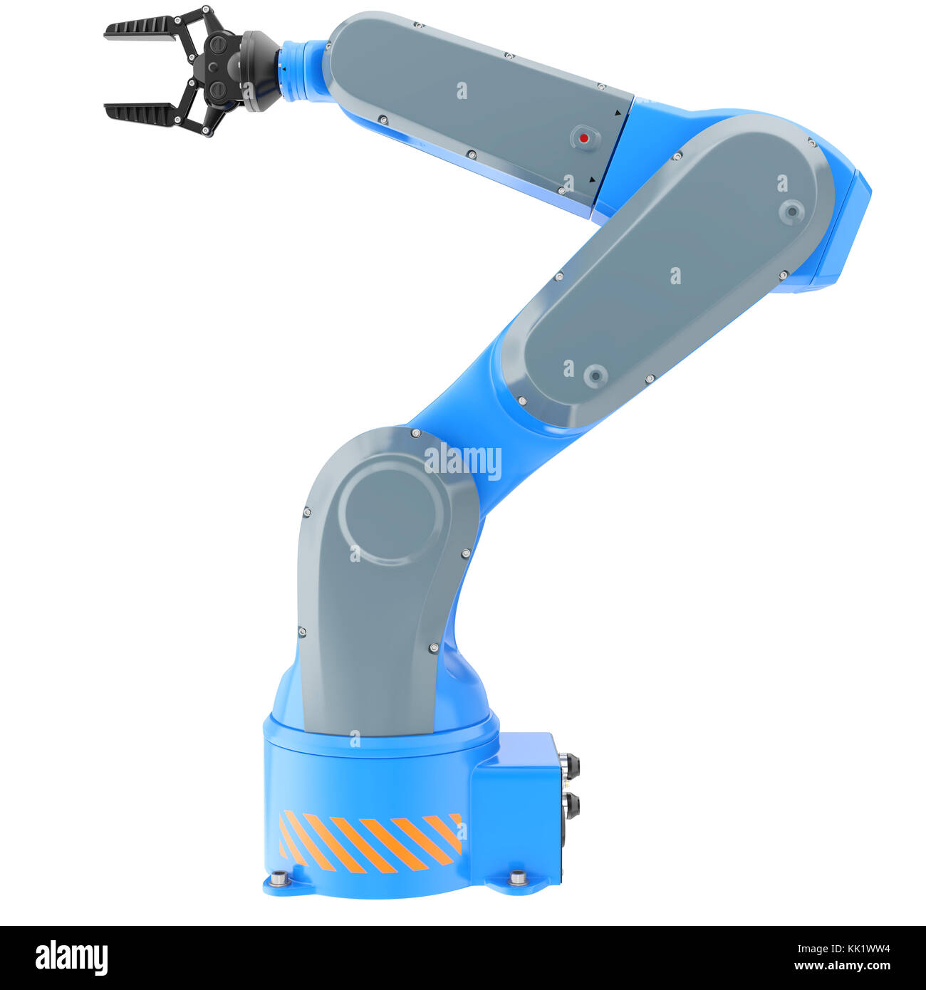 Bras robot industriel isolé sur blanc.Illustration 3D Banque D'Images