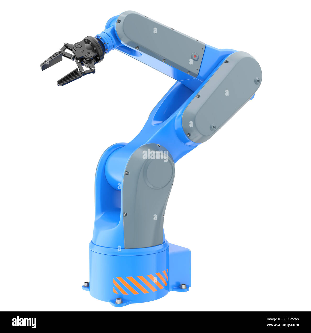 Bras robot industriel isolé sur blanc.Illustration 3D Banque D'Images