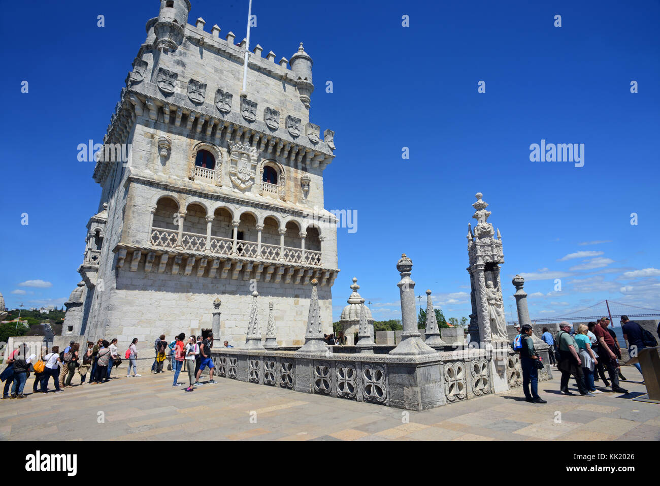 La Tour de Belém ou tour de St Vincent, une tour fortifiée situé dans la paroisse civile de Santa Maria de Belém, dans la municipalité de Lisbonne, Portugal. Banque D'Images