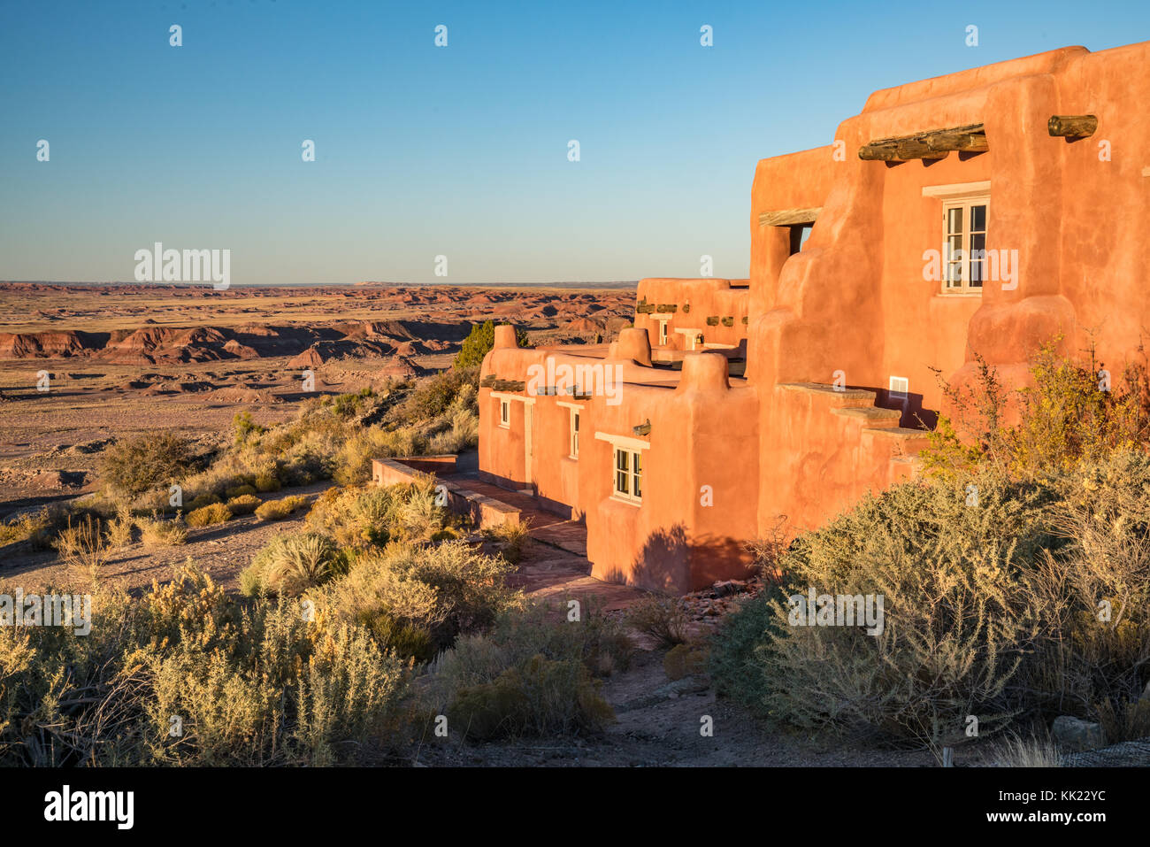 PETRIFIED FOREST, Arizona - 13 OCTOBRE : The Painted Desert Inn situé dans le parc national Petrified Forest, Arizona le 13 octobre 2017 Banque D'Images