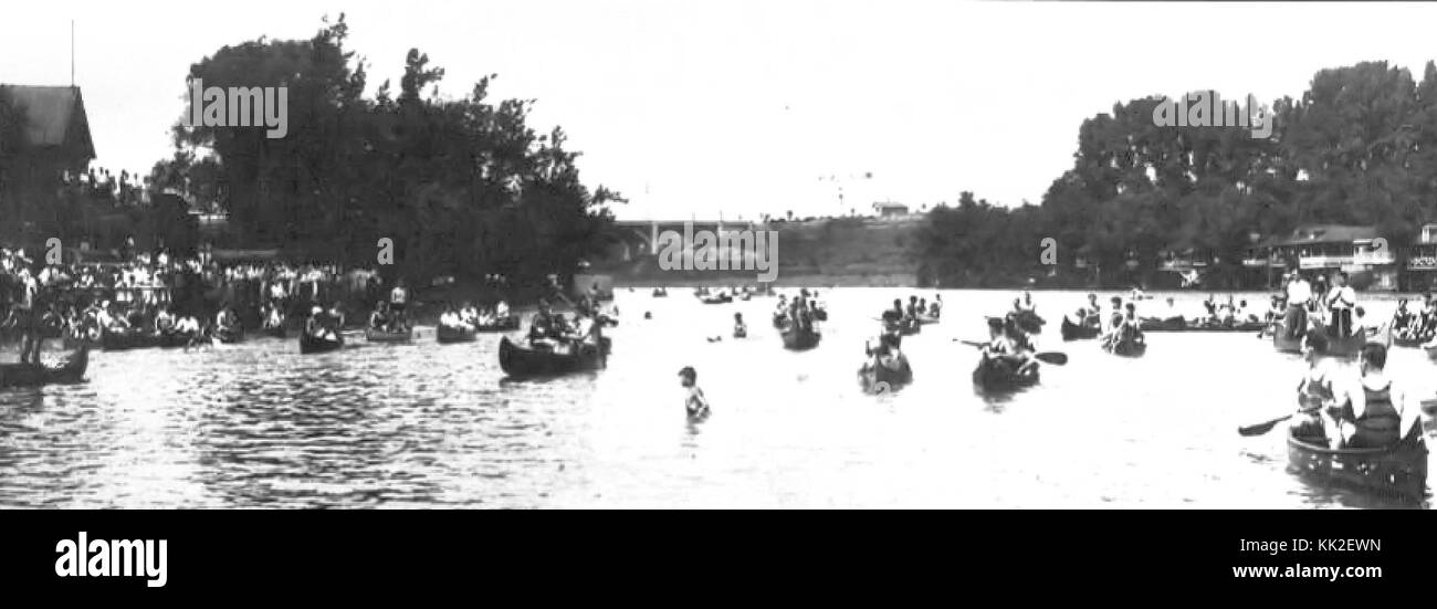 1929 course en canots sur la rivière Lehigh 21 Aug MC Allentown PA Banque D'Images