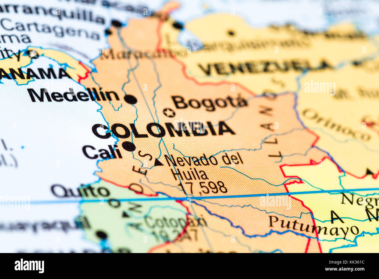 Gros Plan Dune Carte Du Monde Avec La Colombie Dans L