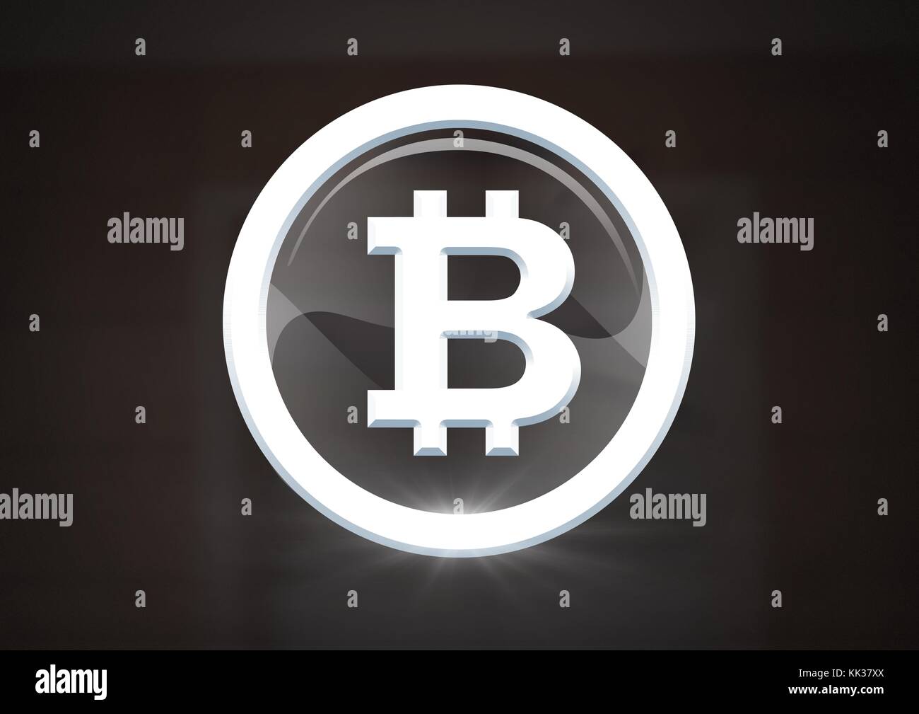 Circulaire de verre composite numérique icône graphique bitcoin Banque D'Images
