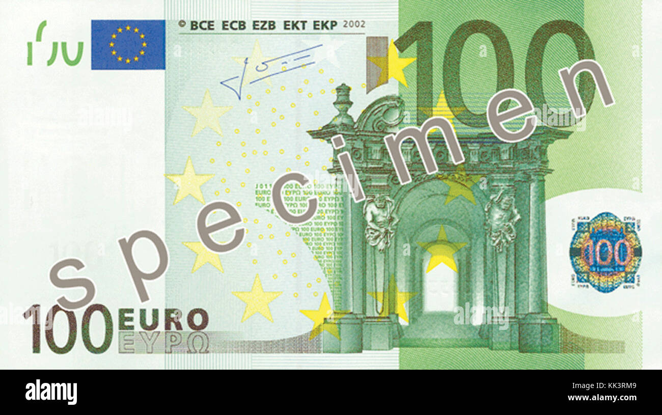 EUR 100 (2002) avers Banque D'Images