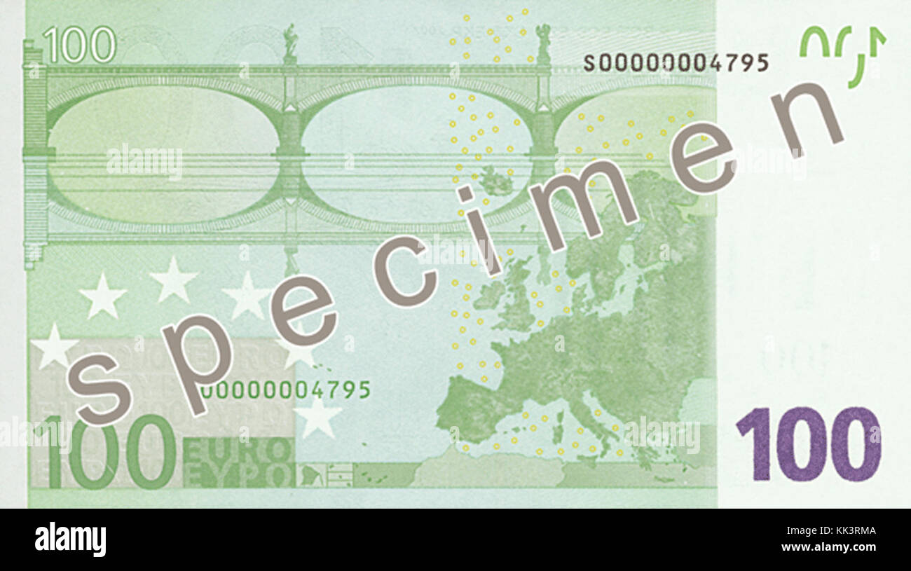 EUR 100 (2002) Question de marche arrière Banque D'Images