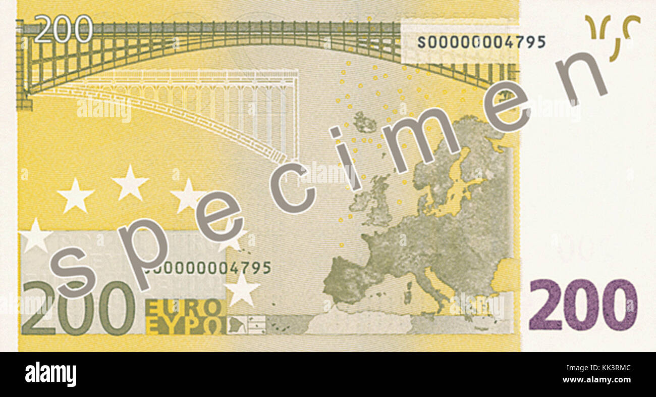 EUR 200 (2002) Question de marche arrière Banque D'Images
