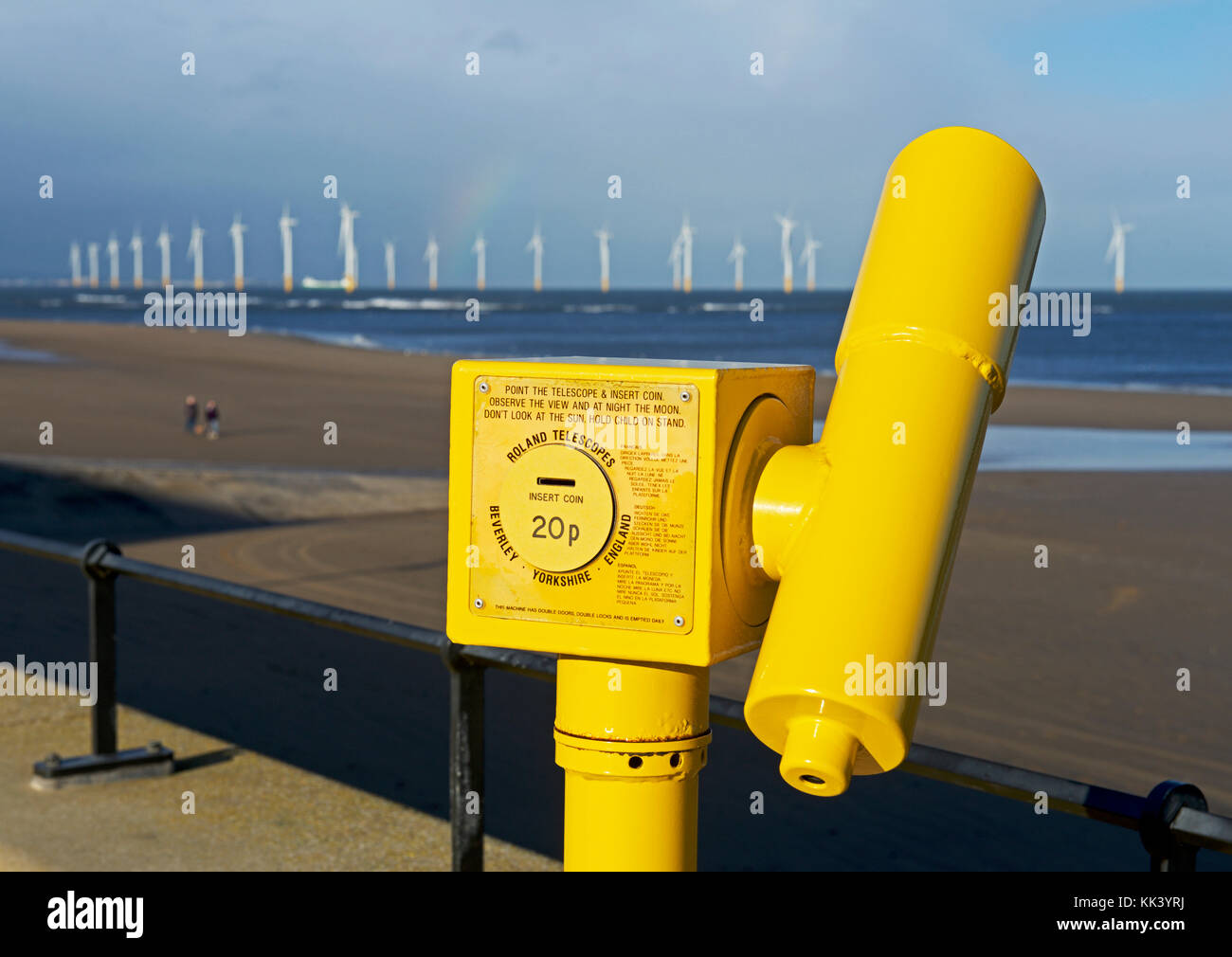 Visualisation et parc éolien offshore de champ à Redcar, North Yorkshire, England UK Banque D'Images