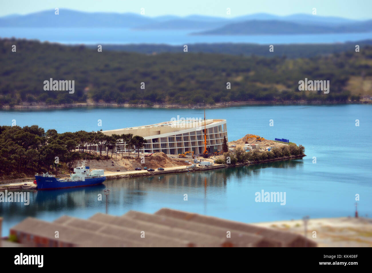 Un Tilt-shift photo de D-Doğuş Šibenik durant la construction de l'hôtel Banque D'Images