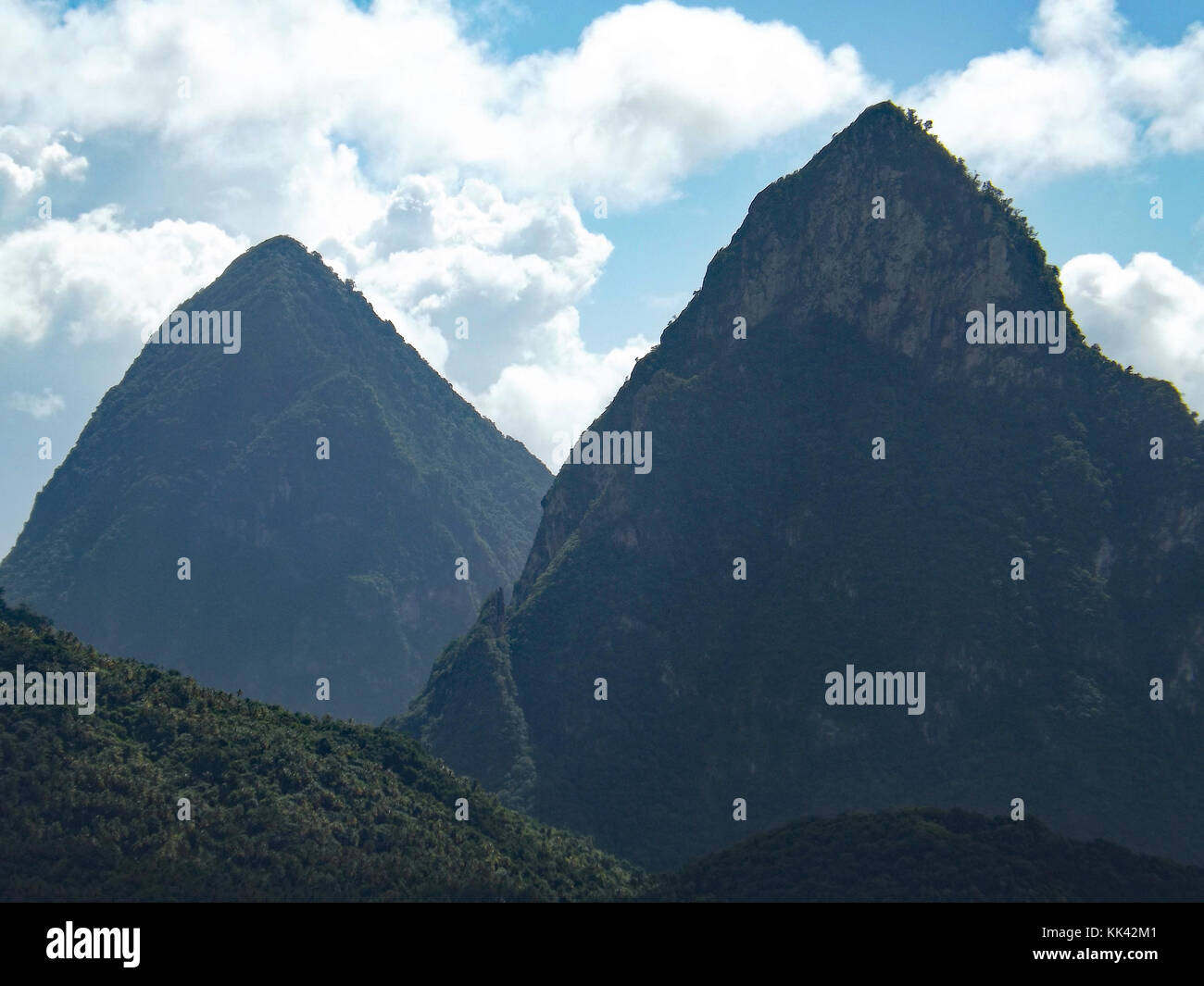 Deux pitons, Ste Lucie Banque D'Images