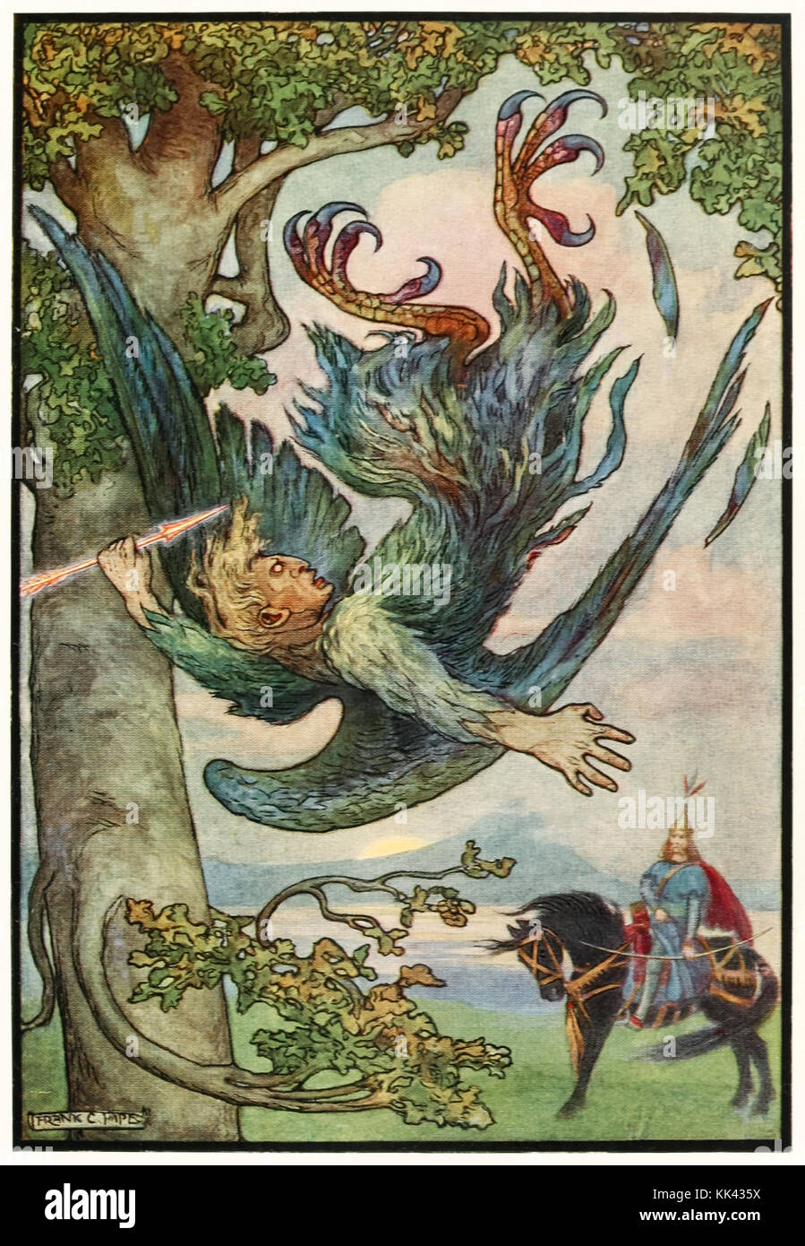 'Nightingale le voleur est tombé de son nid dans les chênes' de 'l'histoire russe Livre' par Richard Wilson (1878-1916) illustration par Frank C. Papé (1878-1972). Voir plus d'informations ci-dessous. Banque D'Images