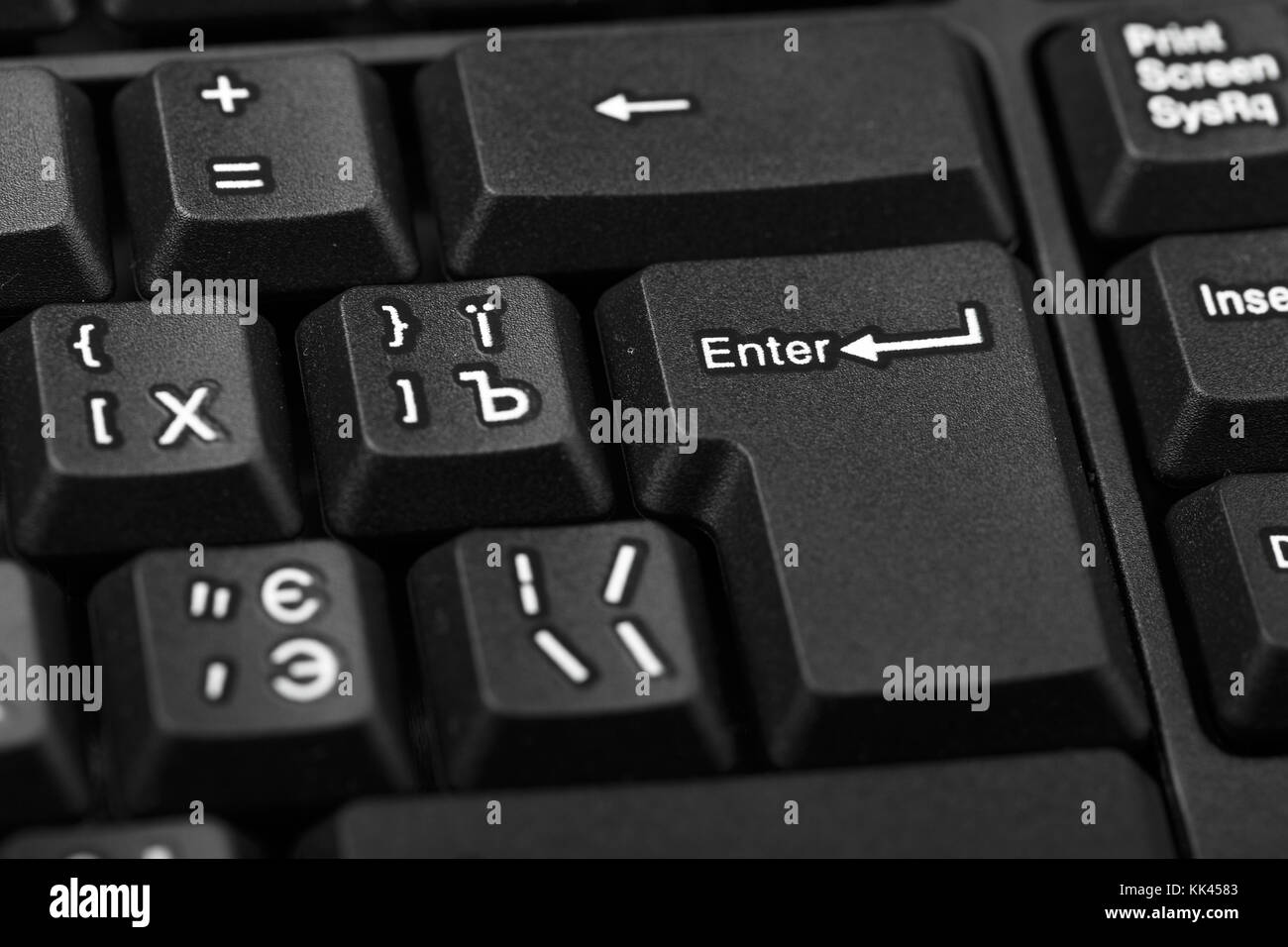 Saisie au clavier bouton close-up, vue du dessus Banque D'Images