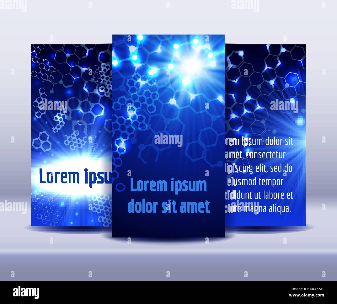 Flyers avec structure arrière-plan lumineux molécule Illustration de Vecteur