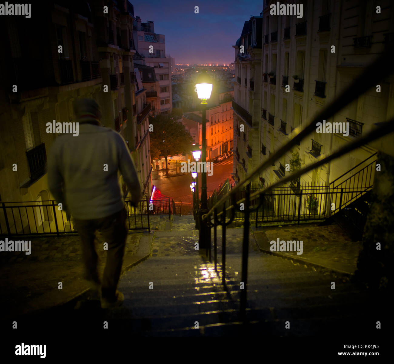 Aperçu de nuits à paris - 03/11/2012 - - l'escalier qui mène au Sacré Coeur de Montmartre - sylvain leser / le pictorium Banque D'Images