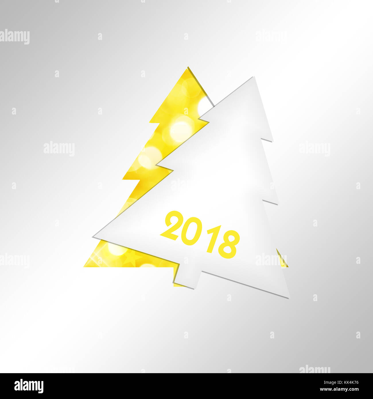 En 2018, carré d'arbre de noël papier carte de souhaits Banque D'Images