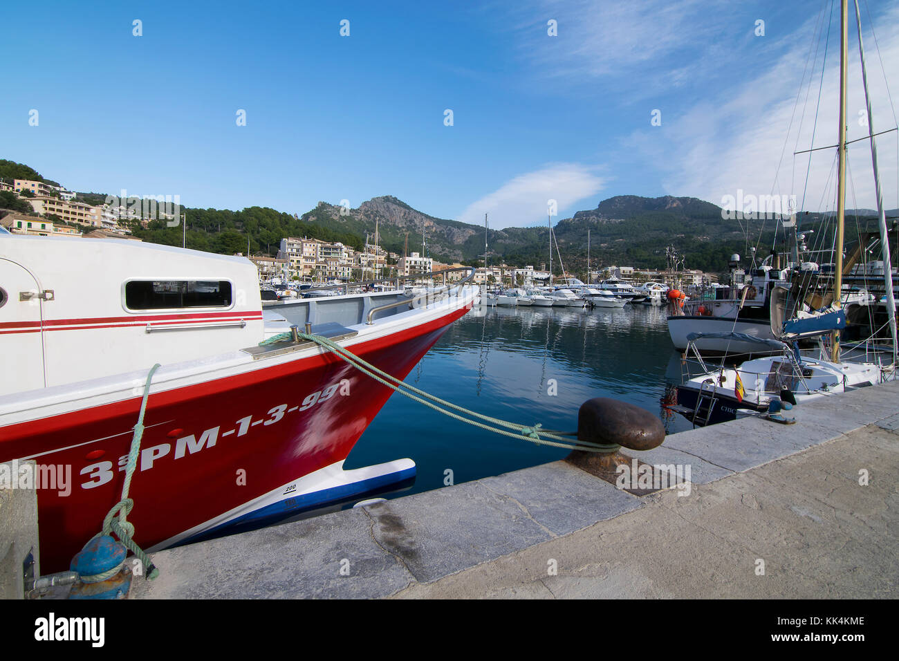 Le port de plaisance, port de soller, Majorque, Espagne Banque D'Images
