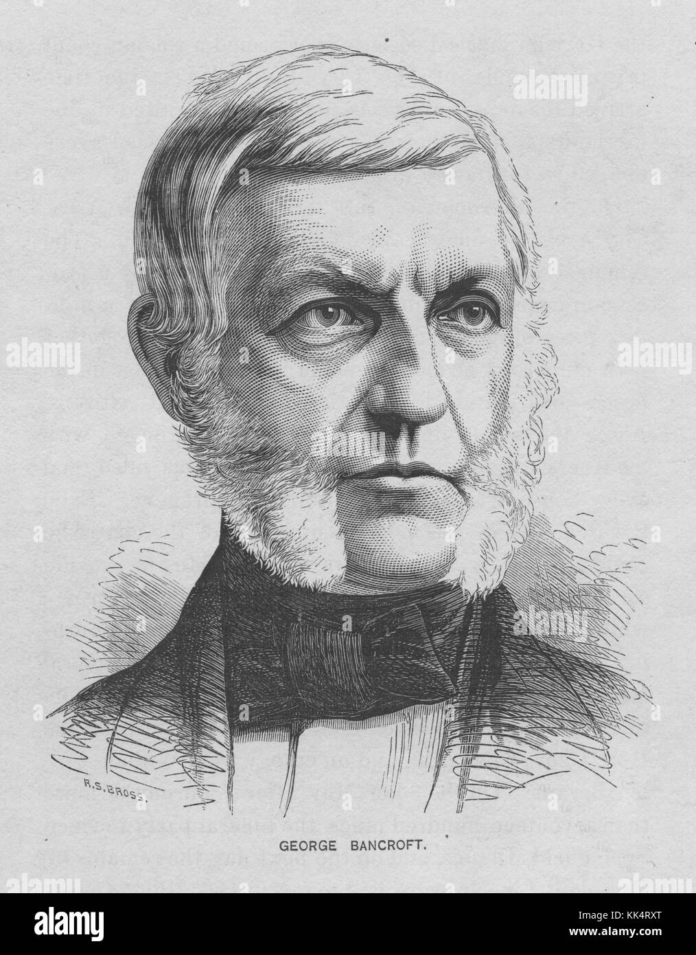 Portrait gravé de George Bancroft, 17e secrétaire de la Marine des États-Unis, il établit l'Académie navale des États-Unis à Annapolis en 1845, États-Unis, 1870. De la bibliothèque publique de New York. Banque D'Images