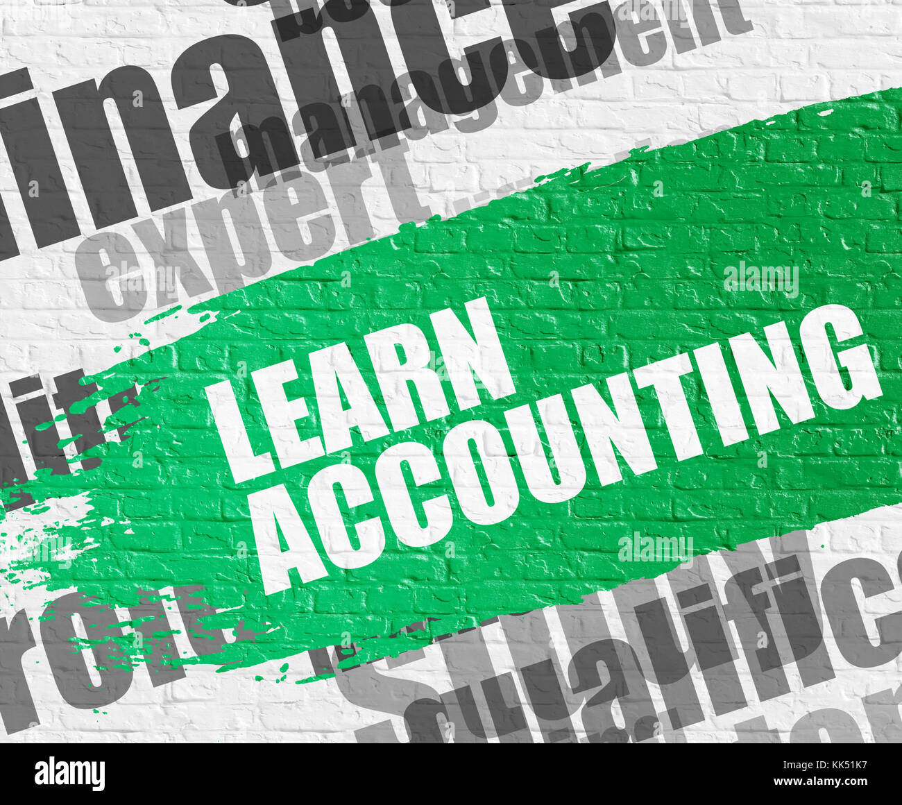 Apprendre la comptabilité sur mur blanc. Banque D'Images