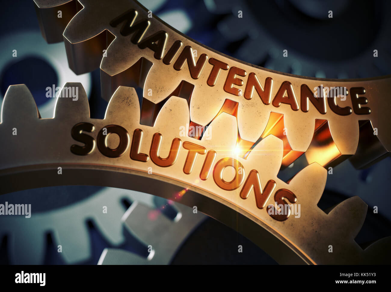 Des solutions de maintenance sur le golden gears. 3d. Banque D'Images