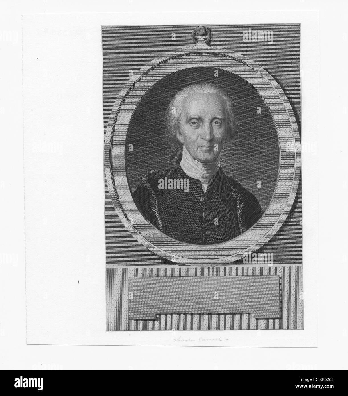 Portrait gravé de Charles Carroll de Carrollton, délégué au congrès continental et plus tard, premier congrès de la confédération et de sénateur des États-Unis pour le Maryland, 1840. à partir de la bibliothèque publique de new york. Banque D'Images