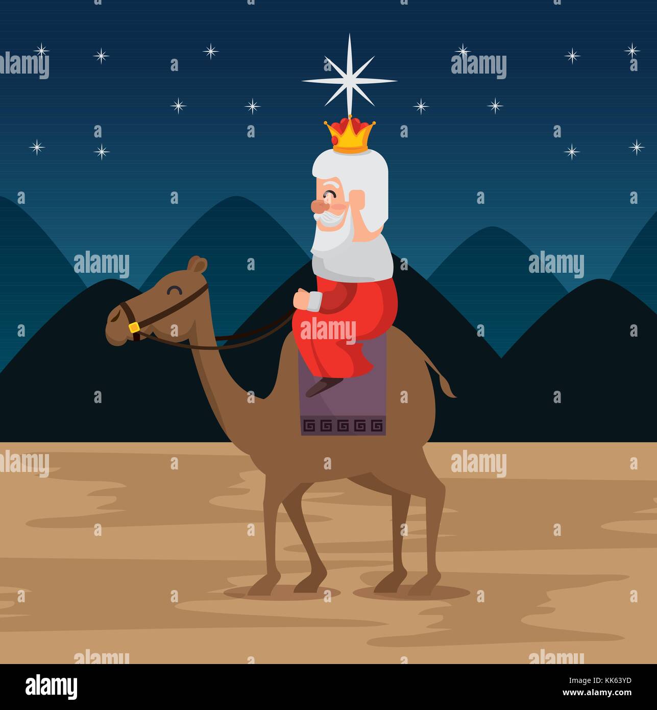 Trois rois magiques melchor cartoon Illustration de Vecteur