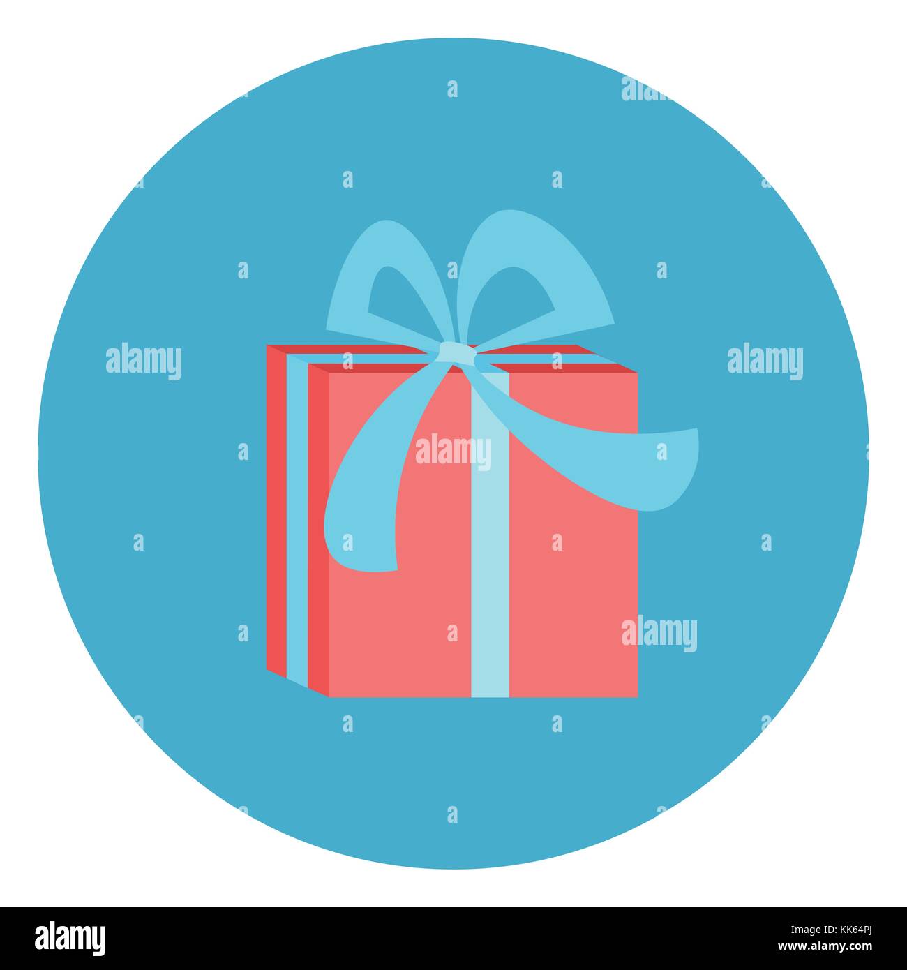 Icône Bouton web boîte cadeau ronde sur fond bleu Illustration de Vecteur