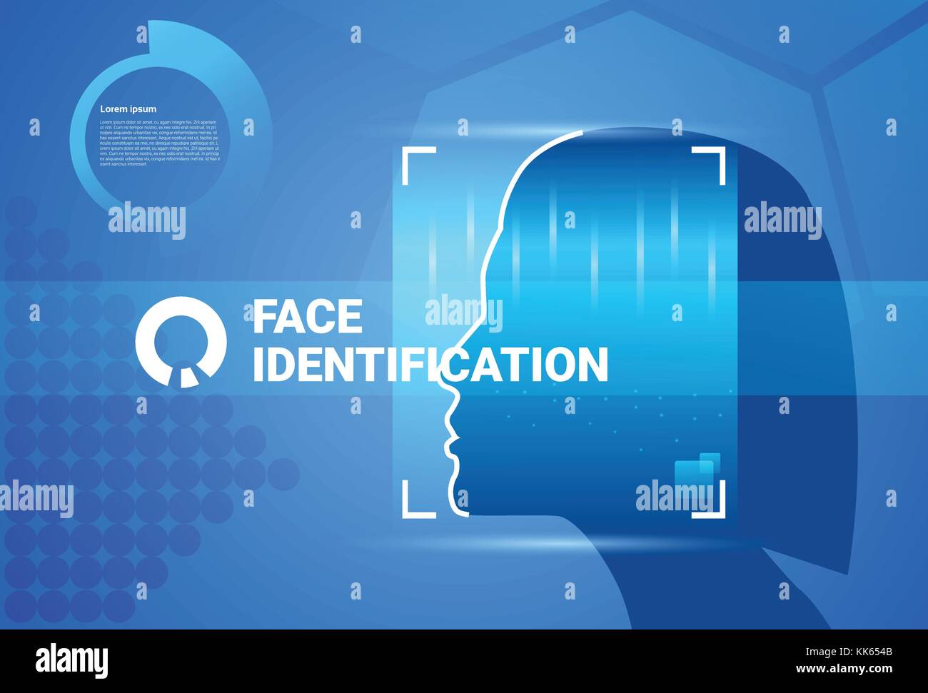 Femme moderne d'analyse de contrôle d'accès système d'identification biométrique La technologie concept de reconnaissance Illustration de Vecteur
