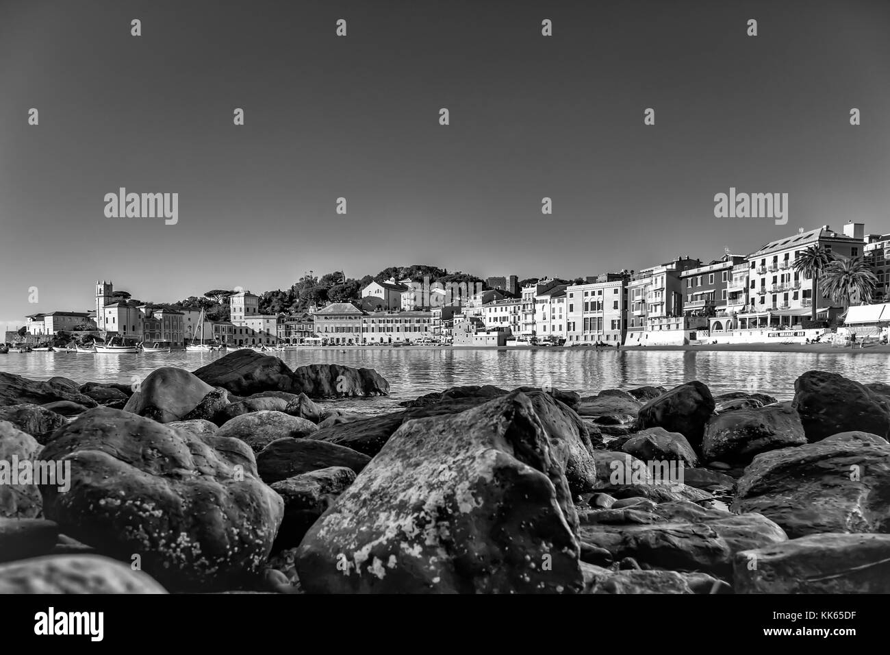 La célèbre plage de la Riviera Ligurienne, à Sestri Levante Banque D'Images