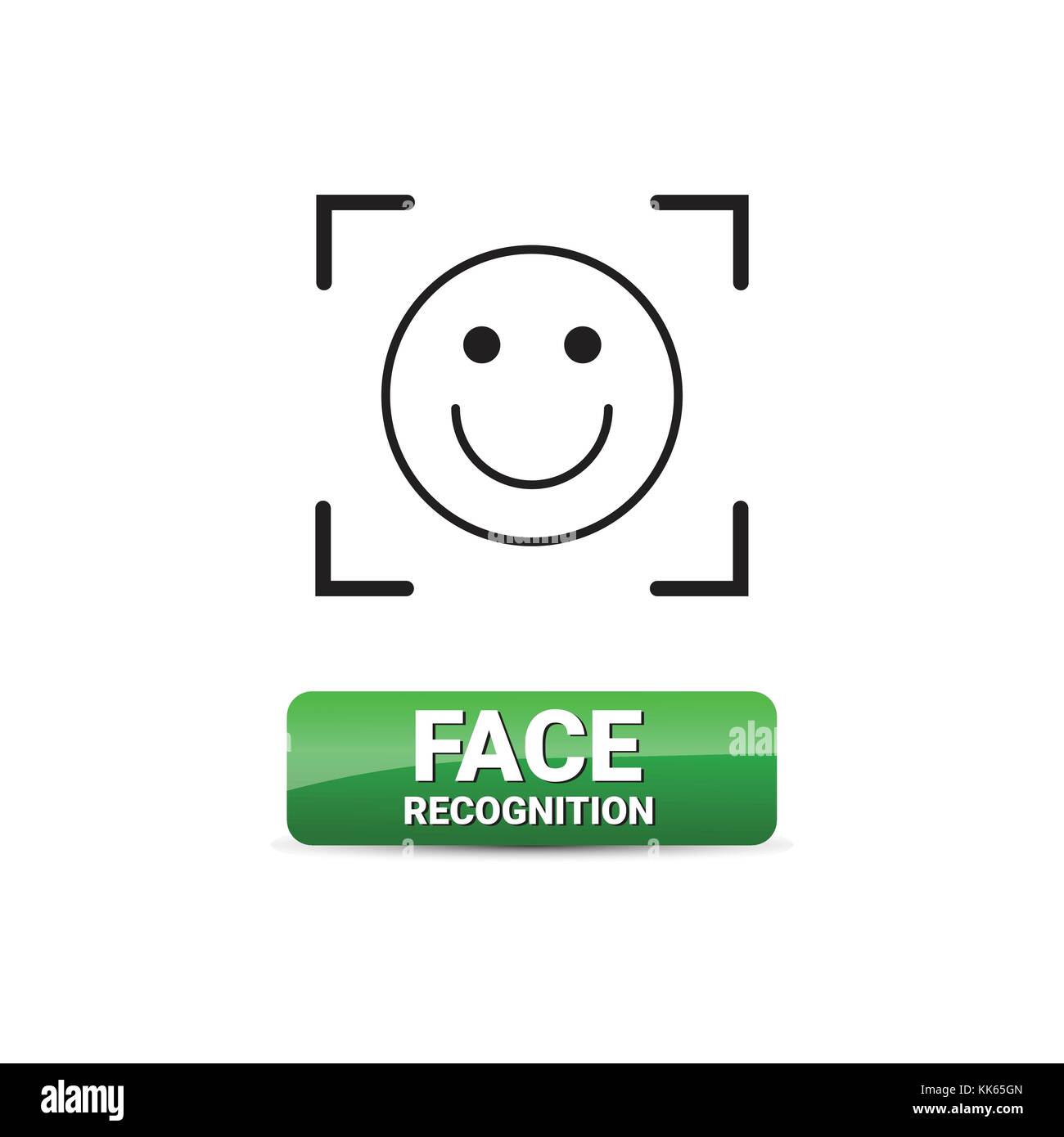 Bouton de reconnaissance face à une technologie d'analyse de système de contrôle d'accès identification biométrique concept Illustration de Vecteur