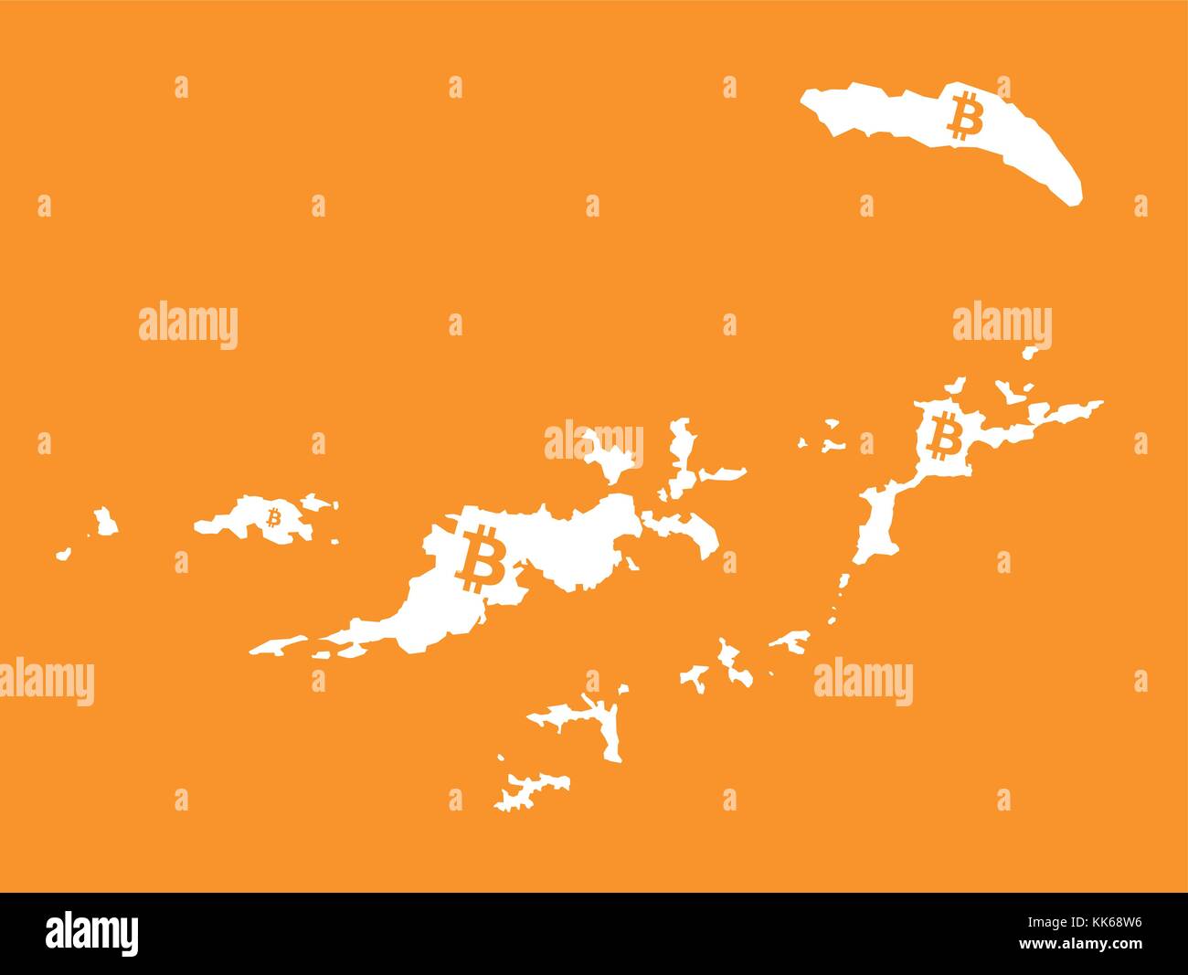 Îles vierges britanniques avec la carte crypto bitcoin illustration symbole monétaire Illustration de Vecteur
