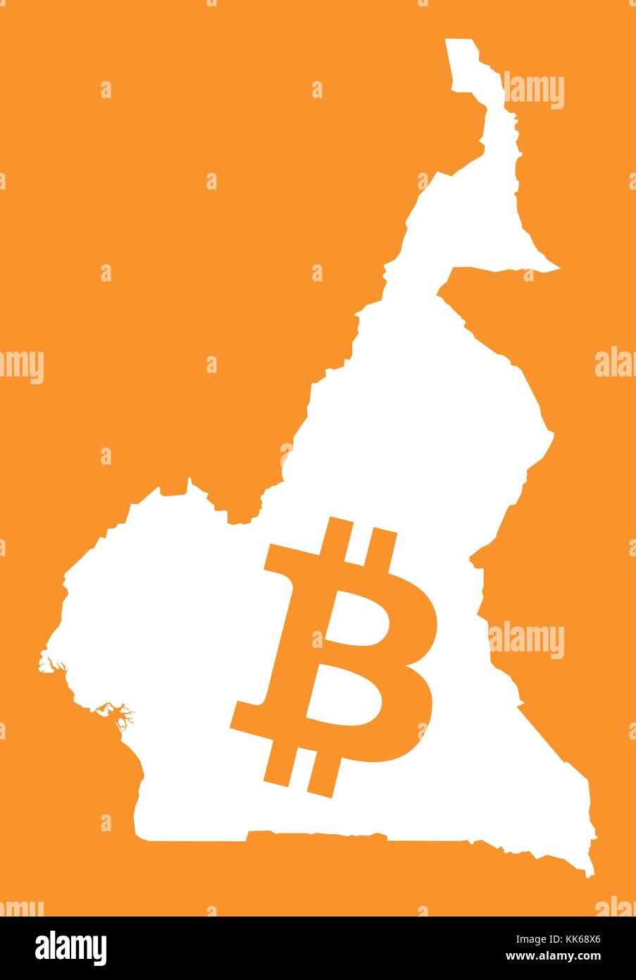 Cameroun carte avec illustration symbole de devise crypto bitcoin Illustration de Vecteur