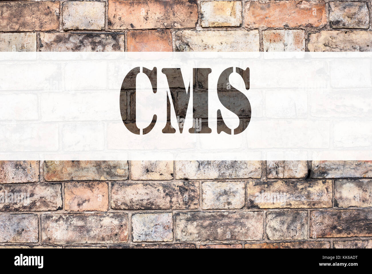 Inspiration de légende de texte d'annonce conceptuelle montrant CMS. Concept d'affaires pour CMS WWW écrit sur fond de briques anciennes avec de l'espace Banque D'Images