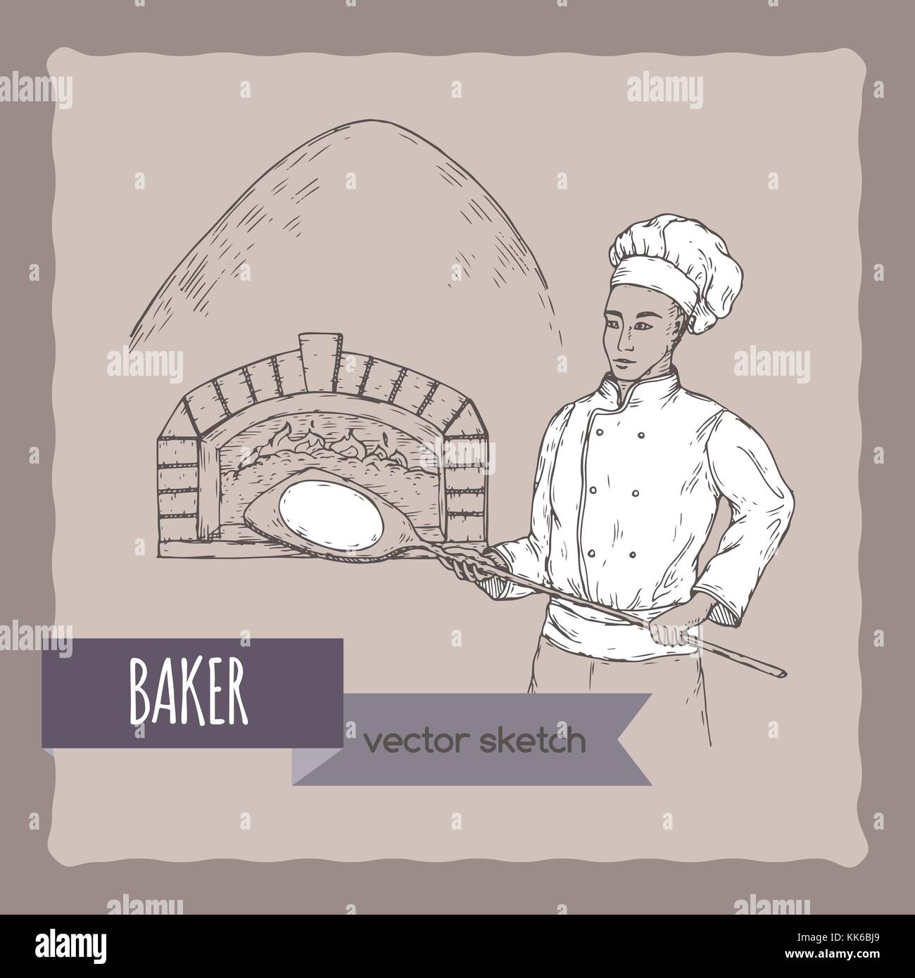 Baker et croquis vecteur cuisinière. Illustration de Vecteur