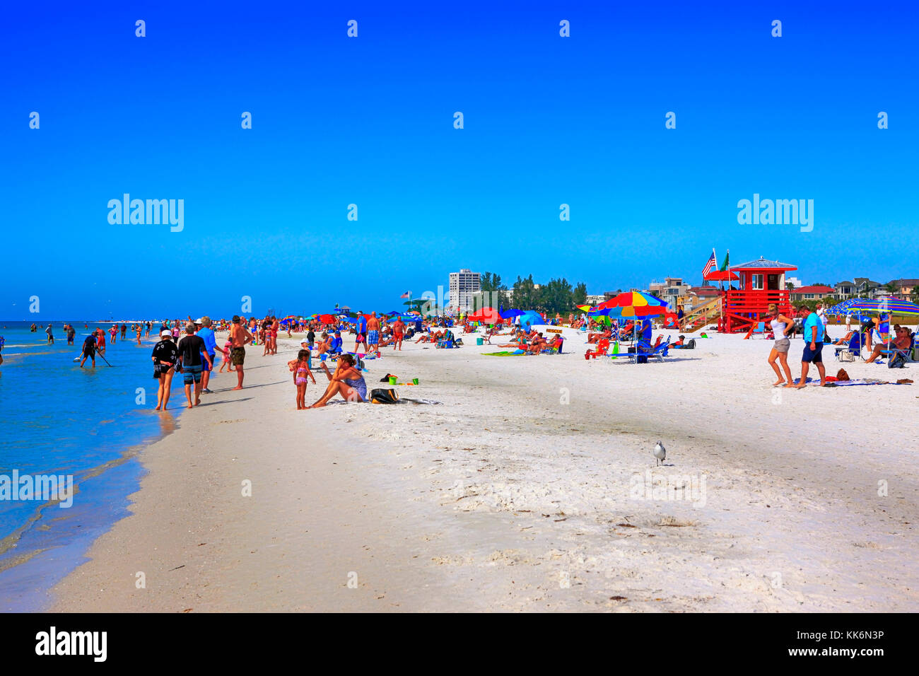 Les gens sur Siesta Beach sur Siesta Key Island en Floride États-Unis Banque D'Images