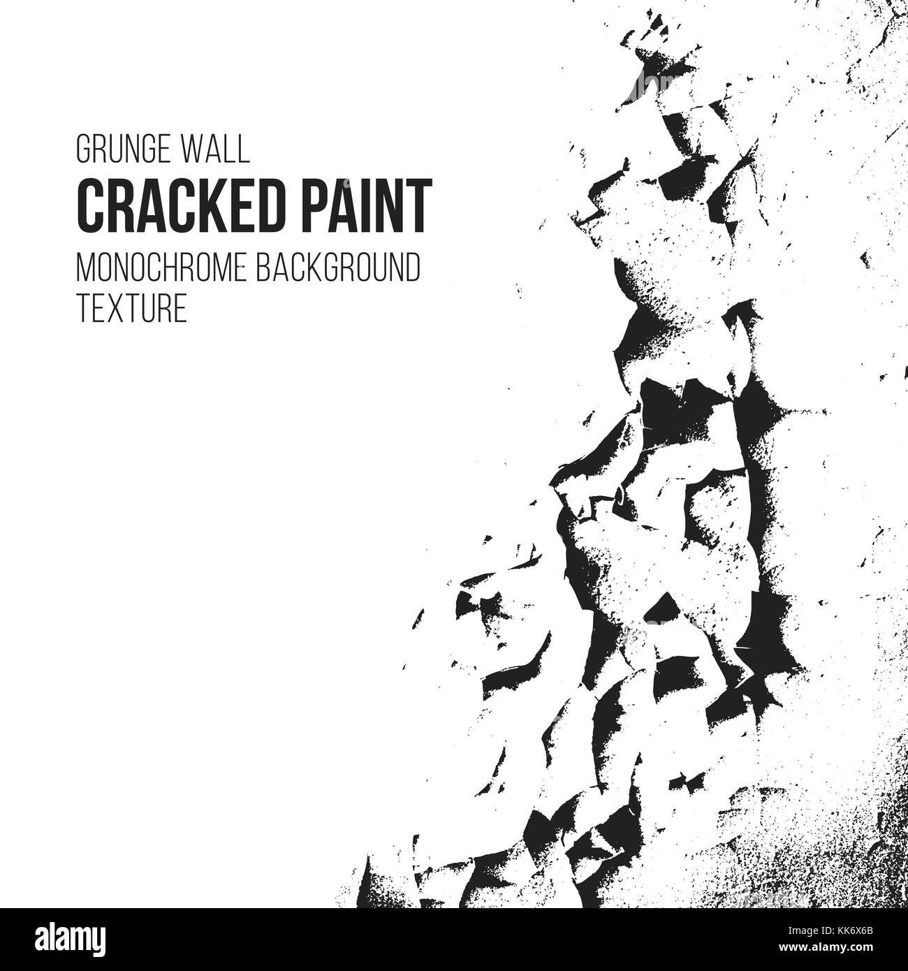 Vector vintage noir monochrome peinture craquelée grunge wall décoration rétro réaliste effet crackelure texture rugueuse Illustration de Vecteur