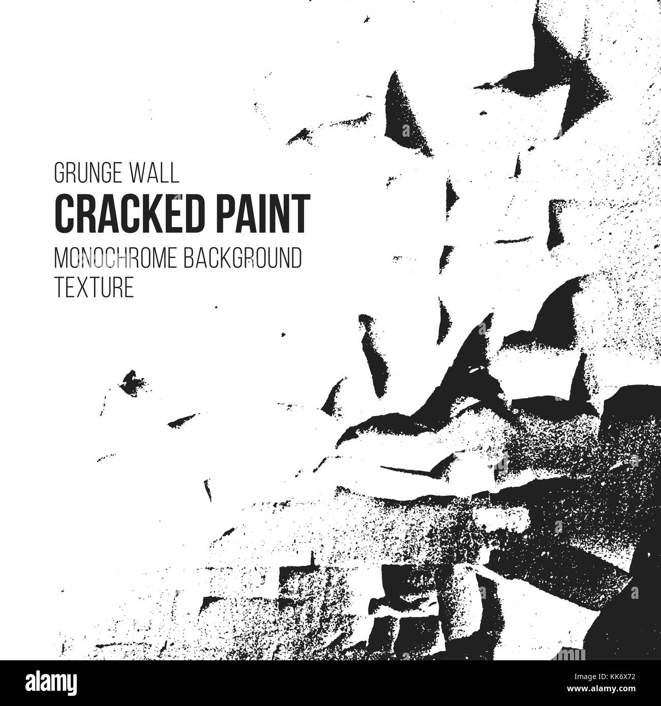 Vector vintage noir monochrome peinture craquelée grunge wall décoration rétro réaliste effet crackelure texture rugueuse Illustration de Vecteur